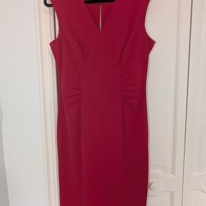 Calvin Klein Pink V-Neck Sheath Dress Midi Sleeveless